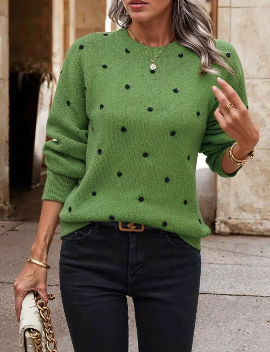 Pull Tendance Jacquard à Pois