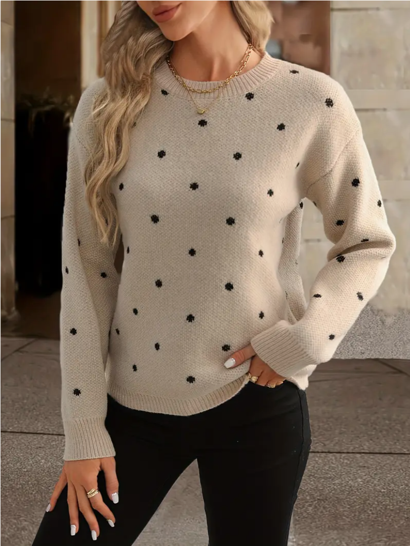 Pull Tendance Jacquard à Pois