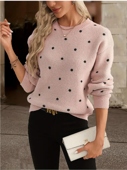 Pull Tendance Jacquard à Pois