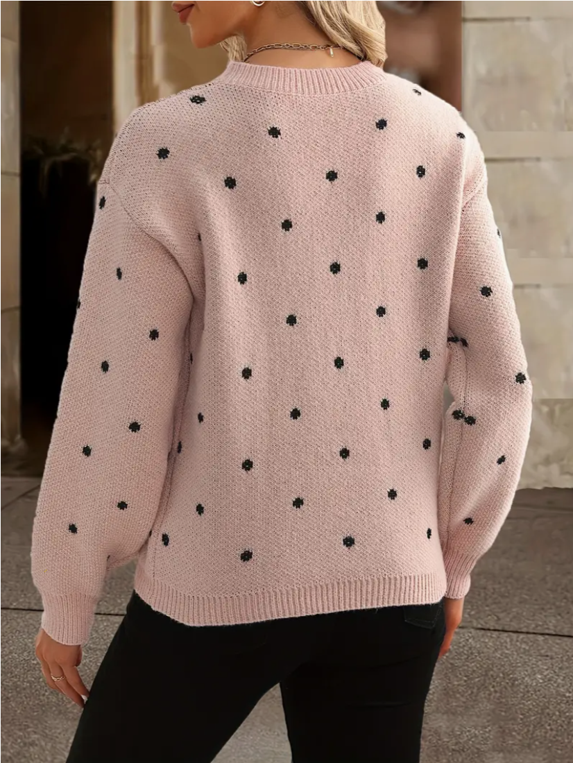 Pull Tendance Jacquard à Pois